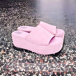 NOBO No Boundaries Lavender Flatform Wedge Slip on Slide Sandals Open Toe size 7